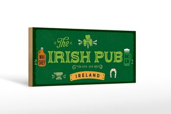 Panneau en bois indiquant Irlande Irish Pub Whisky Beer 27x10cm 1