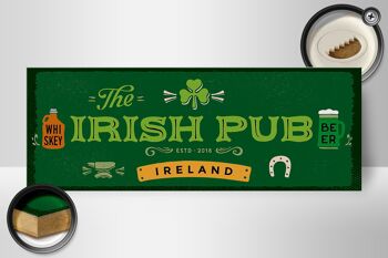 Panneau en bois indiquant Irlande Irish Pub Whisky Beer 27x10cm 2