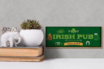 Panneau en bois indiquant Irlande Irish Pub Whisky Beer 27x10cm 3