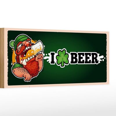 Cartello in legno con scritta I love Beer Beer 27x10 cm