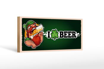 Panneau en bois disant J'aime la bière Bière 27x10cm 1