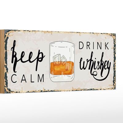 Cartello in legno con scritta Keep Calm Drink Whiskey 27x10 cm