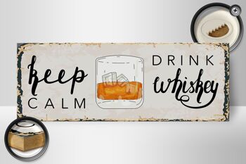 Panneau en bois disant Keep Calm Drink Whisky 27x10cm 2