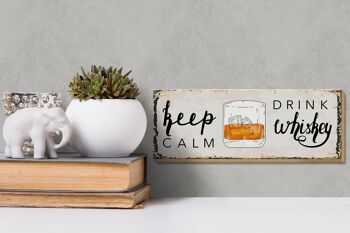 Panneau en bois disant Keep Calm Drink Whisky 27x10cm 3