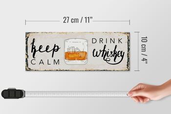 Panneau en bois disant Keep Calm Drink Whisky 27x10cm 4