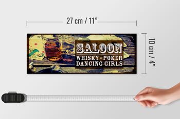 Panneau en bois disant Saloon Whiskey Poker Dancing girls 27x10cm 4