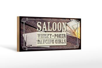 Panneau en bois disant Saloon Whisky Poker Dancing 27x10cm 1