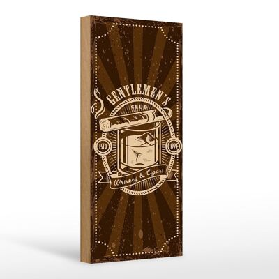 Cartello in legno con scritta Gentlemen`s Club Whisky e Sigari 10x27 cm