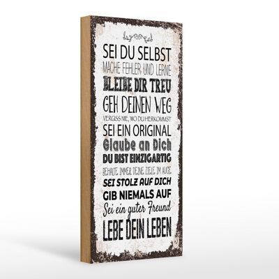Cartello in legno con scritta Sii te stesso, commetti errori, impara 10x27 cm