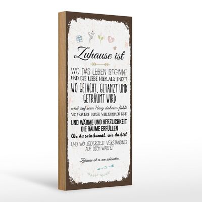 Holzschild Spruch Zuhause ist wo das Leben beginnt 10x27cm