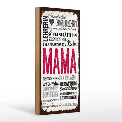 Cartello in legno con scritta mamma insegnante amica chef 10x27 cm