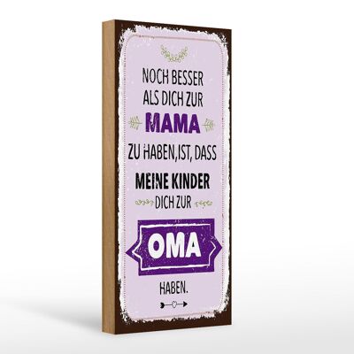 Cartello in legno con scritta "Mamma Nonna ti ha ancora meglio" 10x27 cm
