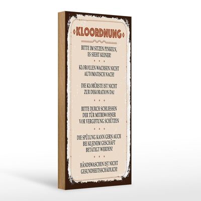 Holzschild Spruch Kloordnung bitte im sitzen pinkeln 10x27cm