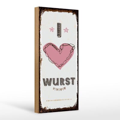 Holzschild Spruch Essen I love Wurst Herz 10x27cm