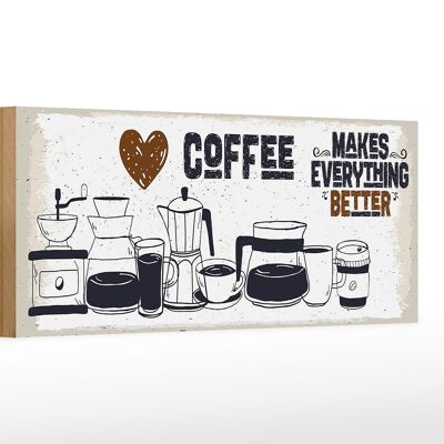 Cartel de madera que dice Café Café todo mejor 27x10cm