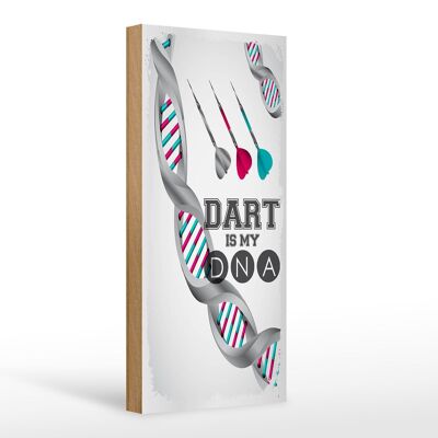 Cartel de madera que dice La suerte de Dart es un trío apretado 10x27cm