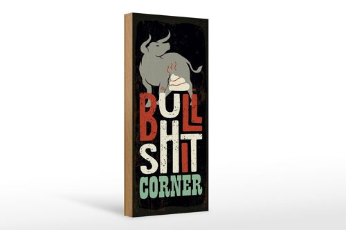 Holzschild Spruch Bullshit Corner Stier 10x27cm