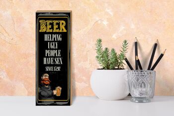 Panneau en bois disant Bière Aider les gens laids à avoir des relations sexuelles 27x10cm 3