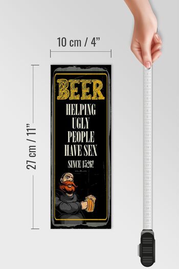 Panneau en bois disant Bière Aider les gens laids à avoir des relations sexuelles 27x10cm 4