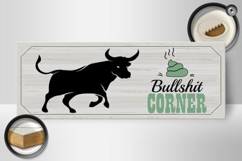 Panneau en bois disant Bullshit Corner Bull 27x10cm décoration murale 2