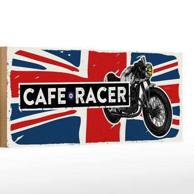 Cartel de madera Moto Cafe Racer Moto Reino Unido 27x10cm