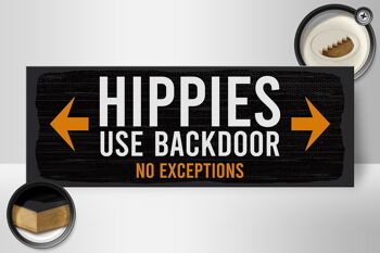 Panneau en bois avis d'entrée hippies utilisent porte dérobée 27x10cm 2