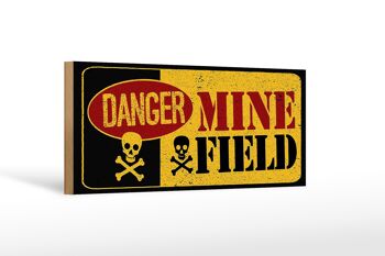 Panneau en bois 27x10cm Attention Danger Mine Field champ de mines 1