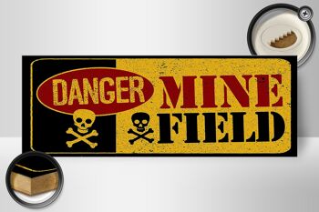 Panneau en bois 27x10cm Attention Danger Mine Field champ de mines 2