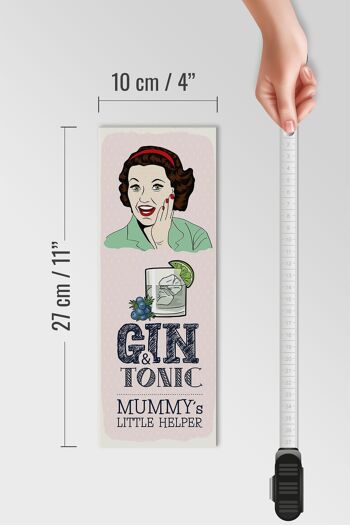 Panneau en bois disant drôle Gin Tonic Mummy's Helper 10x27cm 4