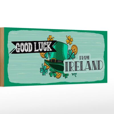 Cartel de madera que dice Buena suerte desde Irlanda 27x10cm