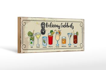 Panneau en bois disant Cocktails Mojito Martini Margarita 27x10cm 1