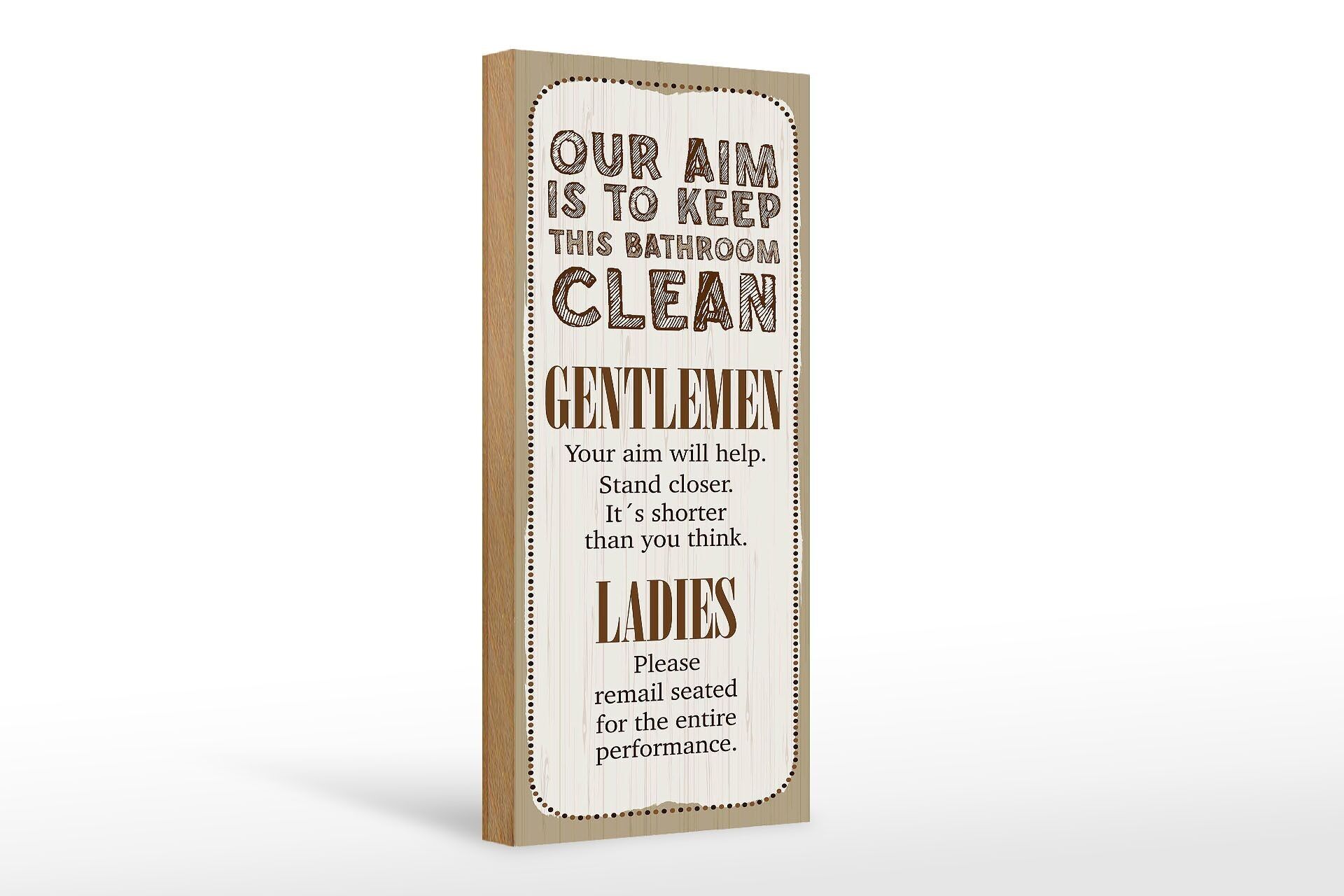 Cartello in legno con scritta Mantieni pulito questo bagno 10x27 cm