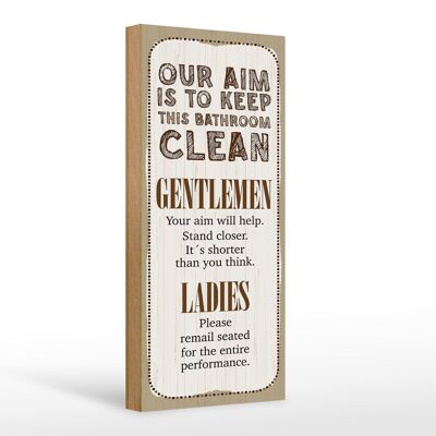 Holzschild Spruch Keep this bathroom clean 10x27cm