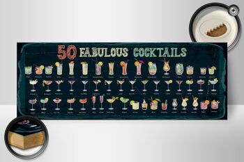 Panneau en bois 50 Fabulous Cocktails Drinks 27x10cm 2