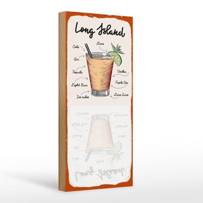 Letrero de madera Long Island Tequila Vodka 10x27cm