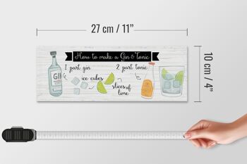 Panneau en bois indiquant Comment faire un Gin & Tonic 27x10cm 4