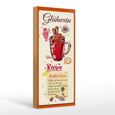 Cartel de madera Receta Vino caliente Receta Vino caliente 10x27cm