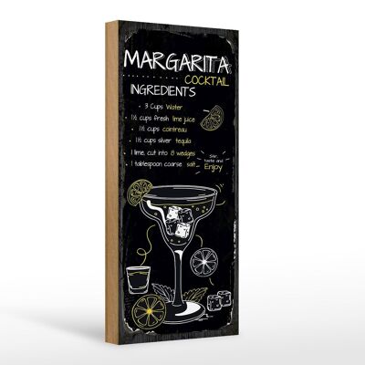 Cartello in legno ricetta Ricetta Cocktail Margarita 10x27 cm