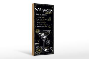 Panneau en bois recette Margarita Cocktail Recipe 10x27cm 1