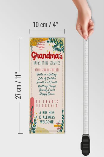 Panneau en bois indiquant les services de garde d'enfants de grand-mère 10x27 cm 4