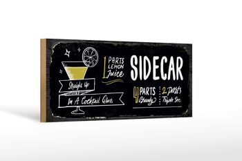 Panneau en bois Recette Sidecar Cocktail Recipe 27x10cm 1