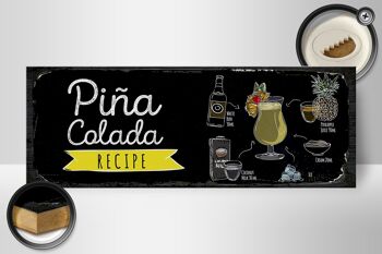 Panneau en bois recette Pina Colada Coktail Recipe 27x10cm 2
