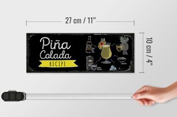 Panneau en bois recette Pina Colada Coktail Recipe 27x10cm 4