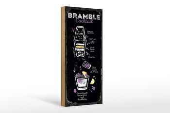 Panneau en bois Recette Bramble Cocktail Recipe 10x27cm 1