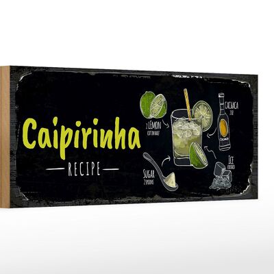 Cartello in legno ricetta Ricetta Cocktail Caipirinha 27x10cm