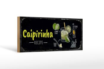 Panneau en bois Recette Caipirinha Cocktail Recipe 27x10cm 1