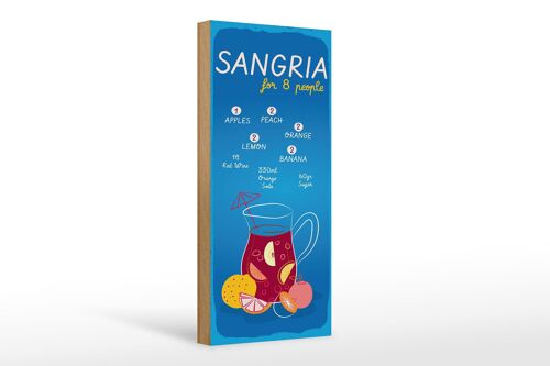 Holzschild Rezept Sangria Recipe for 8 people 10x27cm