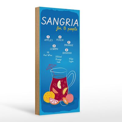 Holzschild Rezept Sangria Recipe for 8 people 10x27cm