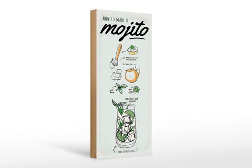Holzschild Rezept Mojito Cocktail Recipe white rum 10x27cm