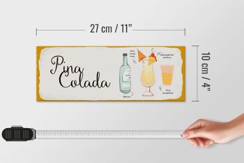 Panneau en bois recette 27x10cm Pina Colada Cocktail Recipe panneau blanc 4